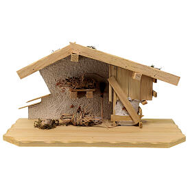 Wood stable Aschau in Nordic style for Nativity Scene with 12 cm characters 20x40x20 cm