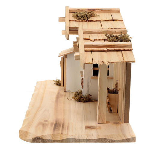 Stalla in stile nordico con legna presepe 15 cm 25x45x20 cm 8