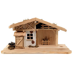 Stajenka w stylu nordyckim z drewnem, szopka 15 cm, 25x45x20 cm