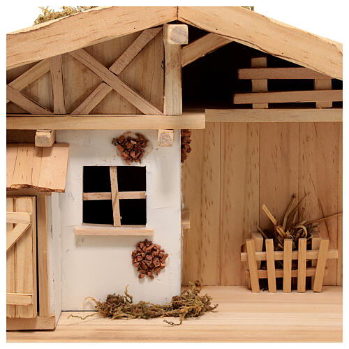 Nordic style stable with wood, 15 cm nativity 25x45x20 cm 2