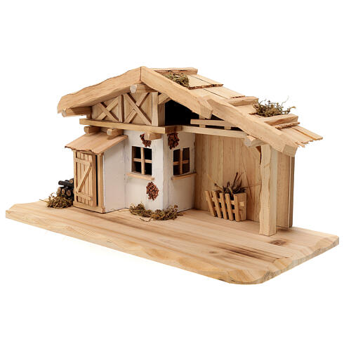 Nordic style stable with wood, 15 cm nativity 25x45x20 cm 3