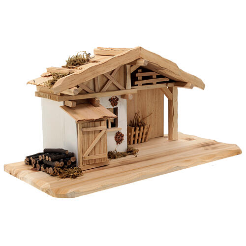 Nordic style stable with wood, 15 cm nativity 25x45x20 cm 5