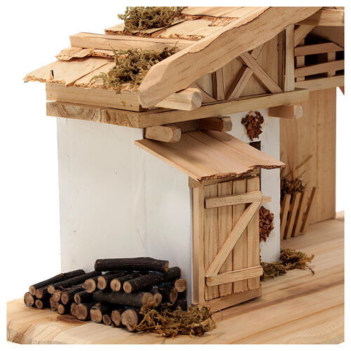 Nordic style stable with wood, 15 cm nativity 25x45x20 cm 6