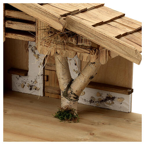 Wallgau wood stable, nordic style, for Nativity Scene with 12 cm characters, 30x70x30 cm 4