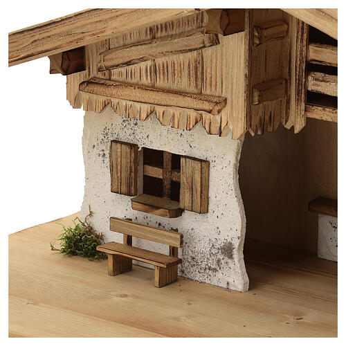 Wallgau wood stable, nordic style, for Nativity Scene with 12 cm characters, 30x70x30 cm 5