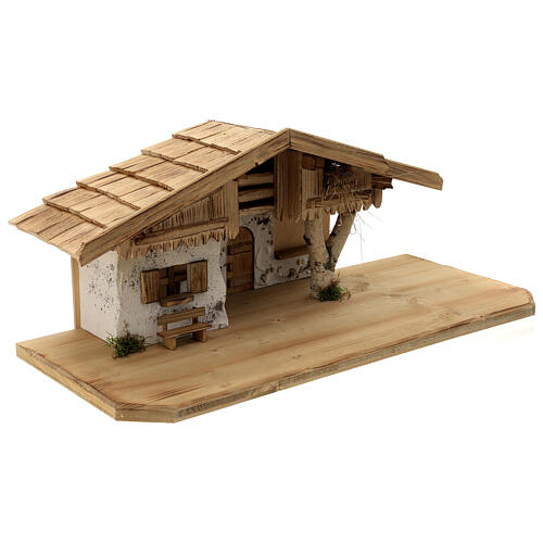 Wallgau wood stable, nordic style, for Nativity Scene with 12 cm characters, 30x70x30 cm 6