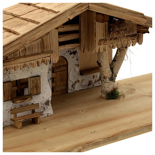 Wallgau wood stable, nordic style, for Nativity Scene with 12 cm characters, 30x70x30 cm 7