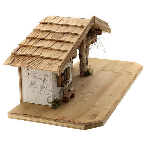 Wallgau wood stable, nordic style, for Nativity Scene with 12 cm characters, 30x70x30 cm 8