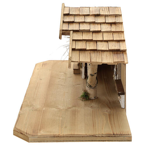 Wallgau wood stable, nordic style, for Nativity Scene with 12 cm characters, 30x70x30 cm 10