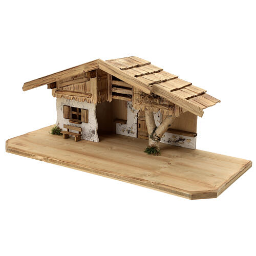 Stajenka Wallgau stylu nordycki, drewno, 30x70x30 cm, szopka 12 cm, 3