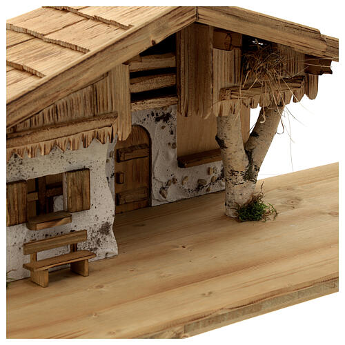Stajenka Wallgau stylu nordycki, drewno, 30x70x30 cm, szopka 12 cm, 7
