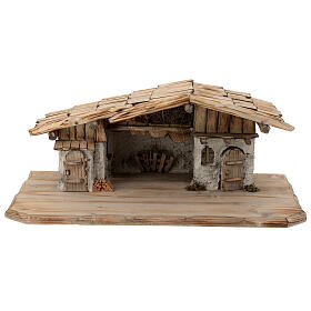 Konigsee wood stable, nordic style, for Nativity Scene with 12 cm characters, 25x60x30 cm