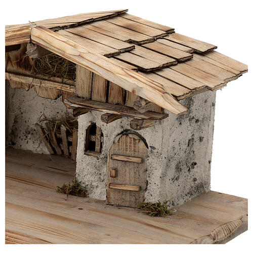 Konigsee wood stable, nordic style, for Nativity Scene with 12 cm characters, 25x60x30 cm 4