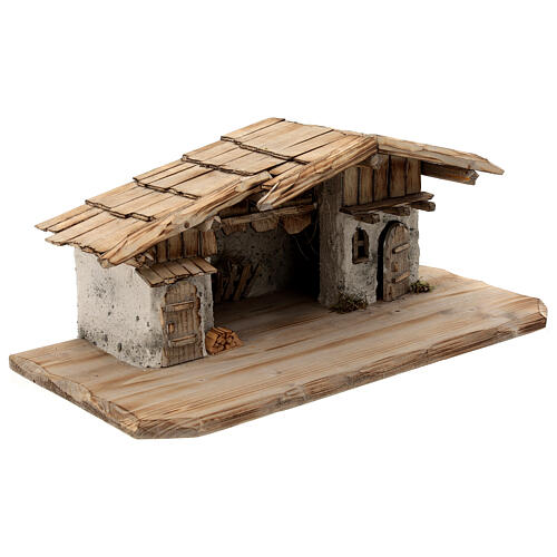 Konigsee wood stable, nordic style, for Nativity Scene with 12 cm characters, 25x60x30 cm 5