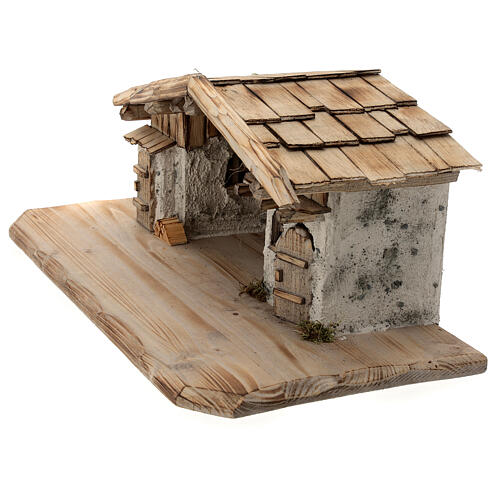 Konigsee wood stable, nordic style, for Nativity Scene with 12 cm characters, 25x60x30 cm 8