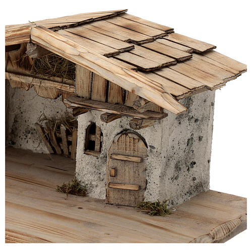 Stalla Konigsee stile nordico presepe 12 cm legno 25x60x30 4