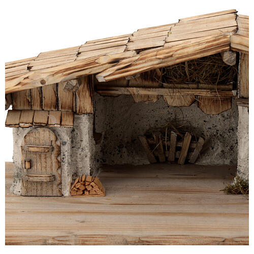 Estábulo Konigsee estilo nórdico madeira 25x60x30 cm para presépio com figuras de 12 cm 2