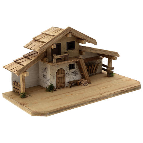 Ettal wood stable, nordic style, for Nativity Scene with 15 cm characters, 30x60x30 cm 5