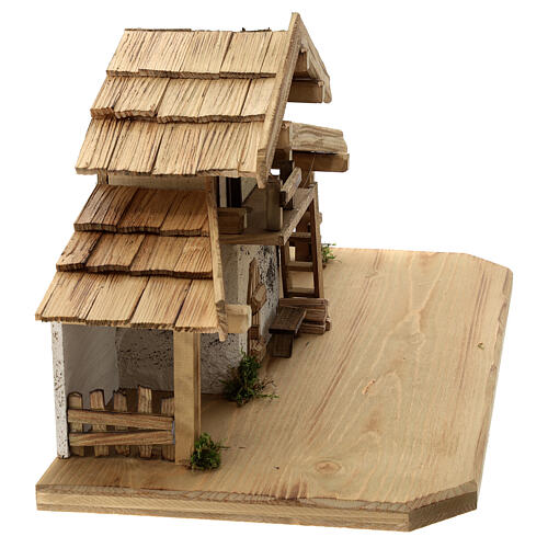 Ettal wood stable, nordic style, for Nativity Scene with 15 cm characters, 30x60x30 cm 7