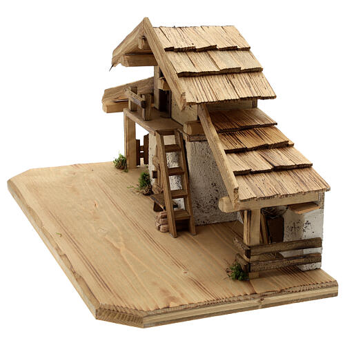 Ettal wood stable, nordic style, for Nativity Scene with 15 cm characters, 30x60x30 cm 8