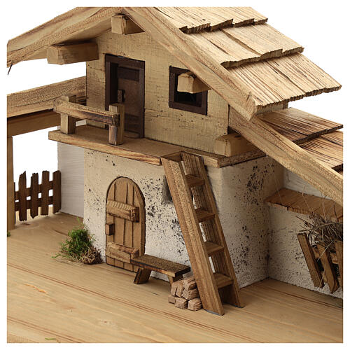 Stalla Ettal stile nordico presepe 15 cm legno 30x60x30 4