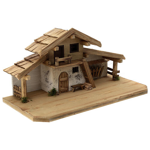 Stalla Ettal stile nordico presepe 15 cm legno 30x60x30 5