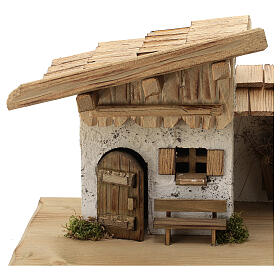 Garmisch wood stable, nordic style, for Nativity Scene with 15 cm characters, 30x60x30 cm