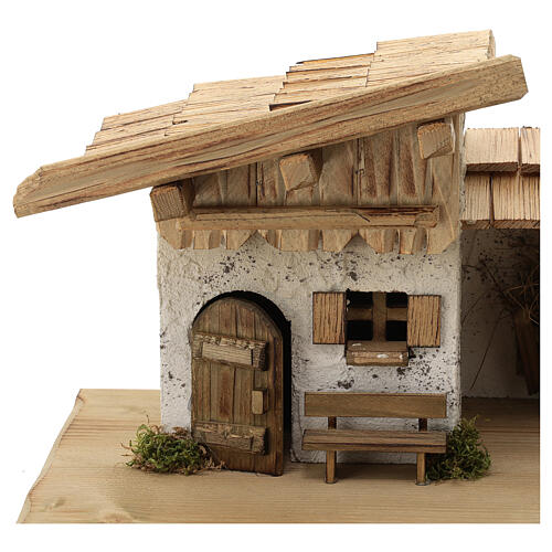 Garmisch wood stable, nordic style, for Nativity Scene with 15 cm characters, 30x60x30 cm 2