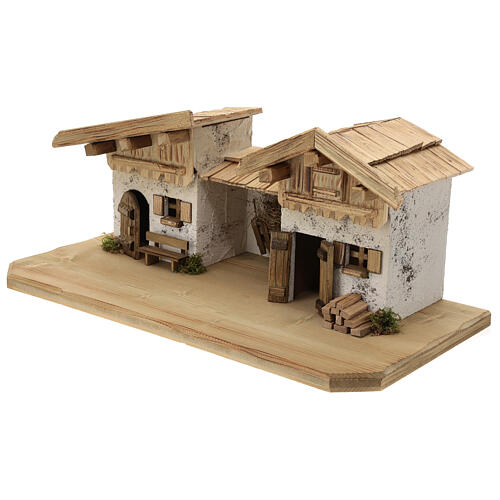 Garmisch wood stable, nordic style, for Nativity Scene with 15 cm characters, 30x60x30 cm 3