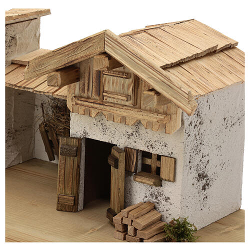 Garmisch wood stable, nordic style, for Nativity Scene with 15 cm characters, 30x60x30 cm 5
