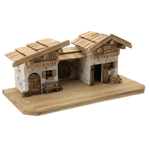 Garmisch wood stable, nordic style, for Nativity Scene with 15 cm characters, 30x60x30 cm 6