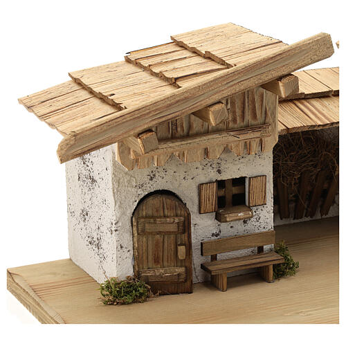 Garmisch wood stable, nordic style, for Nativity Scene with 15 cm characters, 30x60x30 cm 7