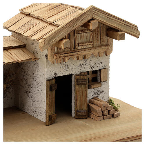 Garmisch wood stable, nordic style, for Nativity Scene with 15 cm characters, 30x60x30 cm 8