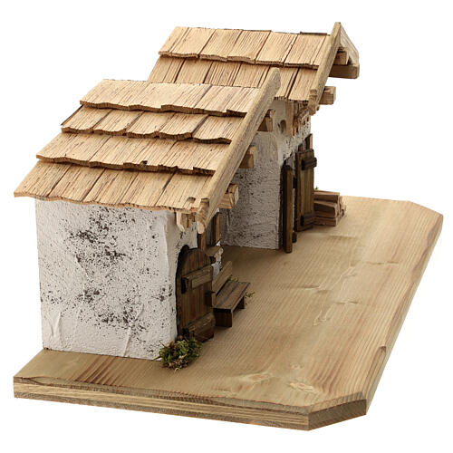 Garmisch wood stable, nordic style, for Nativity Scene with 15 cm characters, 30x60x30 cm 9
