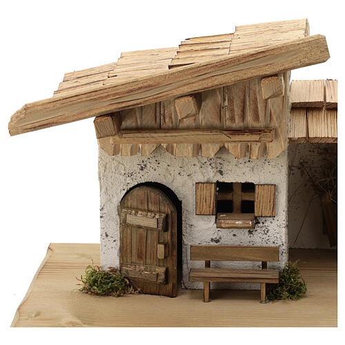 Stalla Garmisch stile nordico presepe 15 cm legno 30x60x30 cm 2