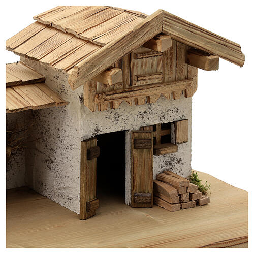 Stalla Garmisch stile nordico presepe 15 cm legno 30x60x30 cm 8