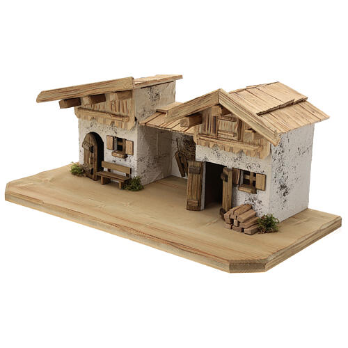 Stajenka Garmisch styl nordycki, szopka 15 cm, drewno, 30x60x30 cm 3