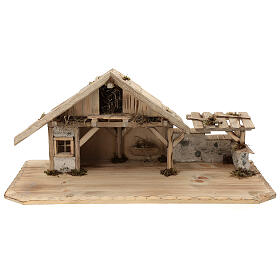 Sterzing wood stable, nordic style, for Nativity Scene with 12 cm characters, 30x70x30 cm