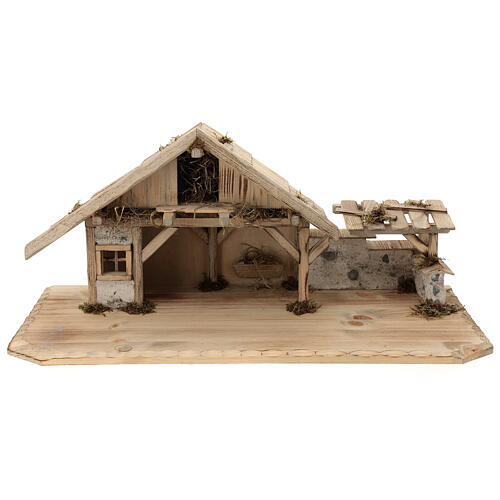Sterzing wood stable, nordic style, for Nativity Scene with 12 cm characters, 30x70x30 cm 1
