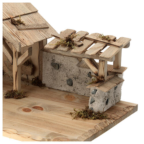Sterzing wood stable, nordic style, for Nativity Scene with 12 cm characters, 30x70x30 cm 4