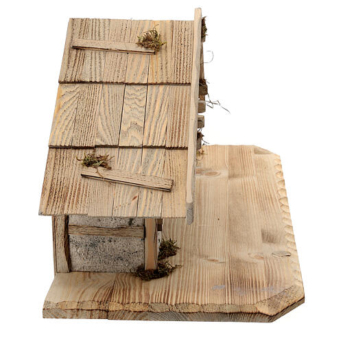 Sterzing wood stable, nordic style, for Nativity Scene with 12 cm characters, 30x70x30 cm 7