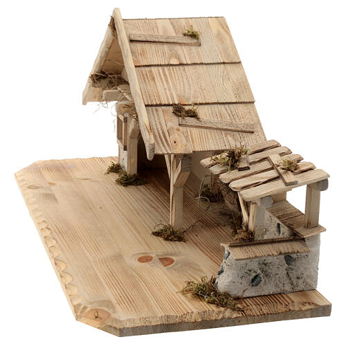 Sterzing wood stable, nordic style, for Nativity Scene with 12 cm characters, 30x70x30 cm 8