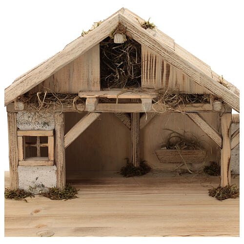 Stalla Sterzing presepe 12 cm stile nordico legno 30x70x30 cm 2