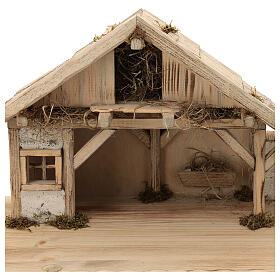 Estábulo Sterzing estilo nórdico 30x70x30 cm madeira e resina para presépio com figuras de 12 cm