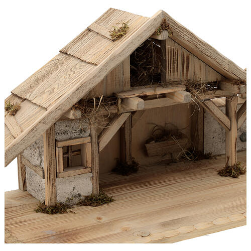 Estábulo Sterzing estilo nórdico 30x70x30 cm madeira e resina para presépio com figuras de 12 cm 6