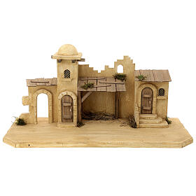 Jerusalem stable, wood and resin, for Nativity Scene with 12 cm characters, 30x70x30 cm