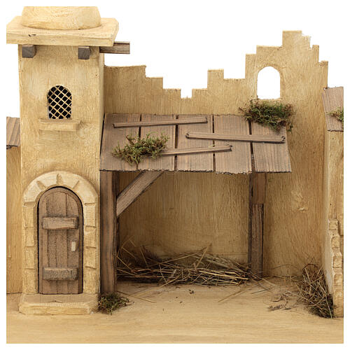 Jerusalem stable, wood and resin, for Nativity Scene with 12 cm characters, 30x70x30 cm 2
