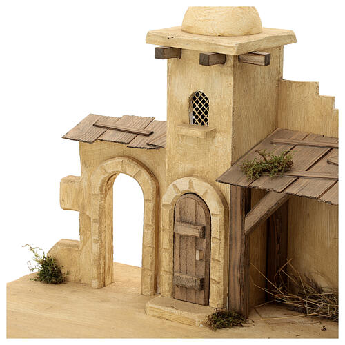 Jerusalem stable, wood and resin, for Nativity Scene with 12 cm characters, 30x70x30 cm 4