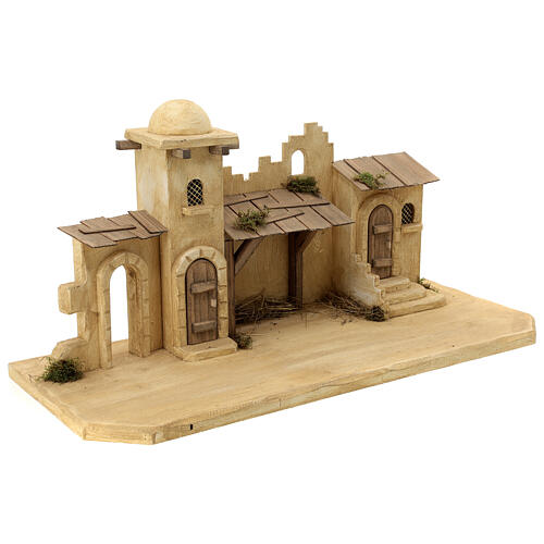 Jerusalem stable, wood and resin, for Nativity Scene with 12 cm characters, 30x70x30 cm 5