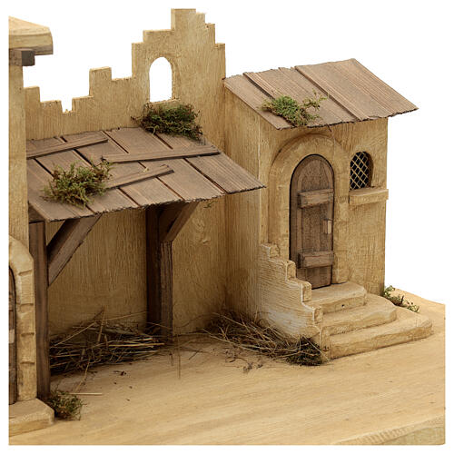 Jerusalem stable, wood and resin, for Nativity Scene with 12 cm characters, 30x70x30 cm 7